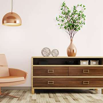 AUSTOR 4 Packs 45" Artificial Ficus Stems Faux Green Stems Ficus Branches Leaf Stem Fake Green Bushes Shrubs Ficus Twig Stems for Vase Filler Home Wedding Office Decor