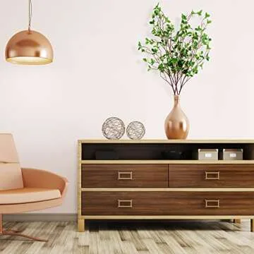 AUSTOR 4 Packs 45" Artificial Ficus Stems Faux Green Stems Ficus Branches Leaf Stem Fake Green Bushes Shrubs Ficus Twig Stems for Vase Filler Home Wedding Office Decor