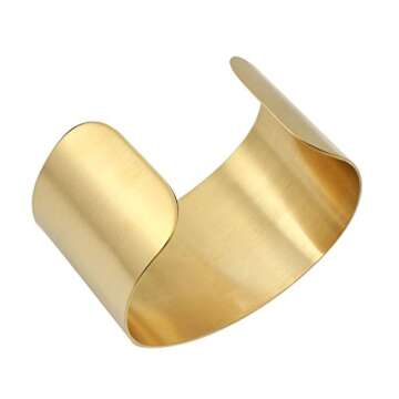 COUYA Gold Plated Wide Matt Cuff Bangle Bracelets for Women Blank Satin Bracelet Wristband Adjustable Size