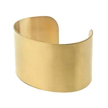 COUYA Gold Plated Wide Matt Cuff Bangle Bracelets for Women Blank Satin Bracelet Wristband Adjustable Size
