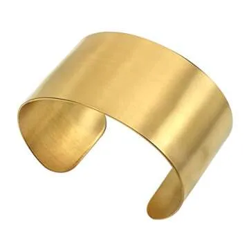 COUYA Gold Plated Wide Matt Cuff Bangle Bracelets for Women Blank Satin Bracelet Wristband Adjustable Size