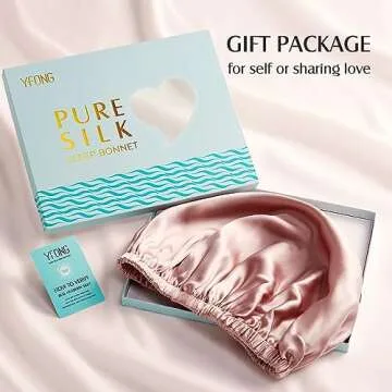 YFONG Double Layered 100% Silk Bonnet for Women, 22 Momme Pure Mulberry Silk Sleep Cap with Adjustable Elastic Band Stay On Head，Reduce Frizz, Keep Hairstyle, Soft & Breathable, Pink, M