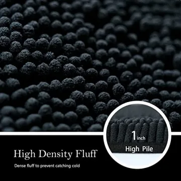 AINAHYVA Bathroom Rugs Chenille Bath mat 3 Piece Set, Super Absorbent, Strong PVC Non Slip Backing, Bath mats for Bathroom, Plush Shaggy, Thick, Machine Washable, Bathtub, Shower, Toilet, Black