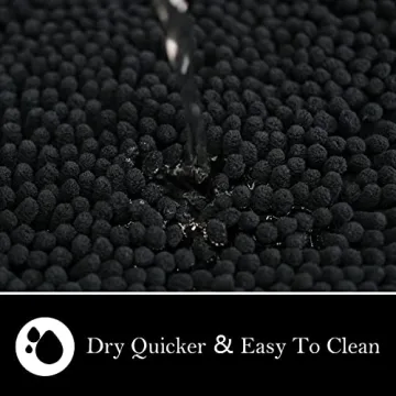 AINAHYVA Bathroom Rugs Chenille Bath mat 3 Piece Set, Super Absorbent, Strong PVC Non Slip Backing, Bath mats for Bathroom, Plush Shaggy, Thick, Machine Washable, Bathtub, Shower, Toilet, Black