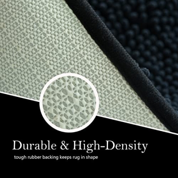 AINAHYVA Bathroom Rugs Chenille Bath mat 3 Piece Set, Super Absorbent, Strong PVC Non Slip Backing, Bath mats for Bathroom, Plush Shaggy, Thick, Machine Washable, Bathtub, Shower, Toilet, Black