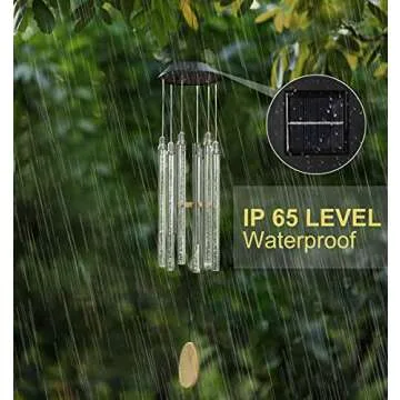 Solar Wind Chimes for Outside, DesGully 6 LED Tubes Color Changing Outdoor Clearance Unique Garden Decor Colorful Patio, Gifts for Her/Him (37" Long)