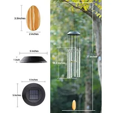 Solar Wind Chimes for Outside, DesGully 6 LED Tubes Color Changing Outdoor Clearance Unique Garden Decor Colorful Patio, Gifts for Her/Him (37" Long)