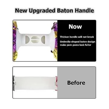 Hooshing 2PCS Silver Pom Poms Cheerleading with Baton Handle for Team Spirit School Sports Dance Cheering