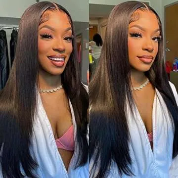 ISEE Hair Transparent Lace Front Wigs Human Hair 10A Brazilian Straight Human Hair Wigs for Black Women Pre Plucked with Baby Hair Bleached Knots 180% Density (13 x 4 Lace Front, 22inch)