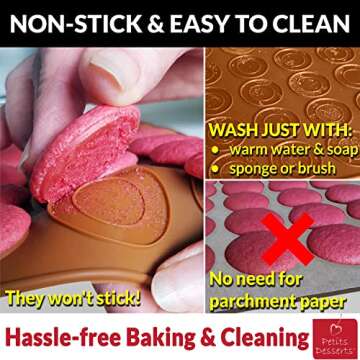 Macaron Mat with PRINTED BAKING GUIDE - Macaron Silicone Baking Mats TAILORED FOR STARTERS - Non Stick Macaron Baking Mat - Macaroons Baking Mat - Macroons Baking Sheets - REUSABLE Template Circles