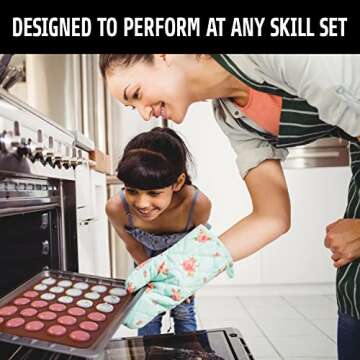 Macaron Mat with PRINTED BAKING GUIDE - Macaron Silicone Baking Mats TAILORED FOR STARTERS - Non Stick Macaron Baking Mat - Macaroons Baking Mat - Macroons Baking Sheets - REUSABLE Template Circles