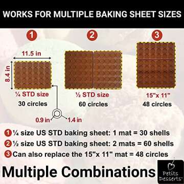 Macaron Mat with PRINTED BAKING GUIDE - Macaron Silicone Baking Mats TAILORED FOR STARTERS - Non Stick Macaron Baking Mat - Macaroons Baking Mat - Macroons Baking Sheets - REUSABLE Template Circles
