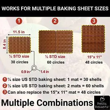 Macaron Mat with PRINTED BAKING GUIDE - Macaron Silicone Baking Mats TAILORED FOR STARTERS - Non Stick Macaron Baking Mat - Macaroons Baking Mat - Macroons Baking Sheets - REUSABLE Template Circles