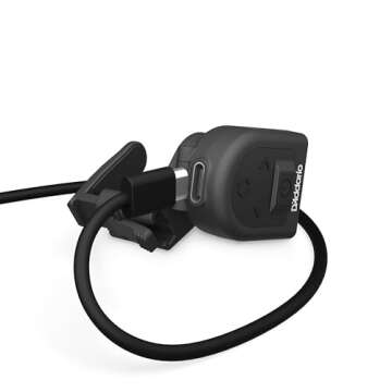 D'Addario Guitar Tuner - Micro Headstock Rechargeable Tuner - Tuner for Acoustic Guitar, Electric Gu...