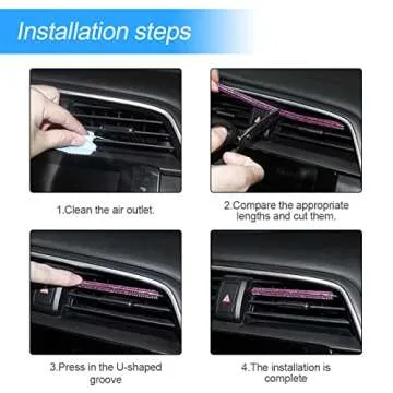 AUKEPO 10 PCS Most Car Air Vent Outlet Trim,Bling, Rhinestone Air Conditioner Decoration Strip, Universal Bendable,Interior Accessories (Pink)