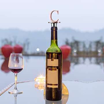 Faddare Reusable Initial Letter Wine Bottle Stoppers