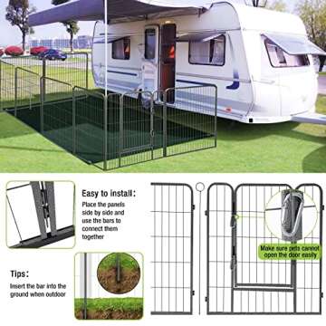 8 Panels Dog Playpen Dog Exercise Pen Heavy Duty Dog Fence Portable Puppy Cats Rabbits Playpen Indoor Outdoor (8 Panels, 39 Inch)