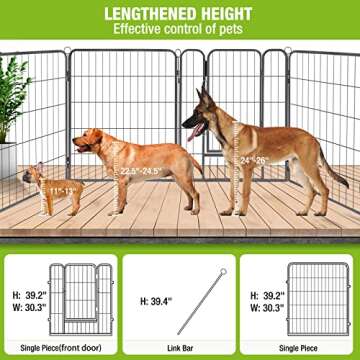 8 Panels Dog Playpen Dog Exercise Pen Heavy Duty Dog Fence Portable Puppy Cats Rabbits Playpen Indoor Outdoor (8 Panels, 39 Inch)