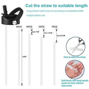 Straw Lid Compatible with Hydro Flask 32 oz 40 oz Wide Mouth Water Bottle, Replacement Lids with Straw, Flex Straw Cap Hydro Top Big Mouth Lid Accessories (Black)