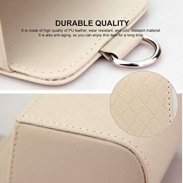 RED SHIELD Car Auto Air Vent Leather Tidy Storage Hanging Bag Case Organizer for Keys, Coin, Cell Phone & Glasses. Universal Vehicle Small Bucket with Hook. Keep Your Car Clean & Organized. [Beige]