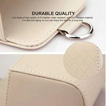 RED SHIELD Car Auto Air Vent Leather Tidy Storage Hanging Bag Case Organizer for Keys, Coin, Cell Phone & Glasses. Universal Vehicle Small Bucket with Hook. Keep Your Car Clean & Organized. [Beige]