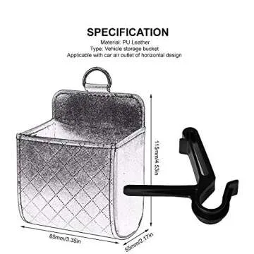 RED SHIELD Car Auto Air Vent Leather Tidy Storage Hanging Bag Case Organizer for Keys, Coin, Cell Phone & Glasses. Universal Vehicle Small Bucket with Hook. Keep Your Car Clean & Organized. [Beige]