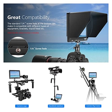 Neewer F100 7inch Camera Field Monitor HD Video Assist IPS 1280x800 HDMI Input 1080p with Sunshade and Ball Head for DSLR Cameras, Handheld Stabilizer, Film Video Making Rig (Battery Not Included)
