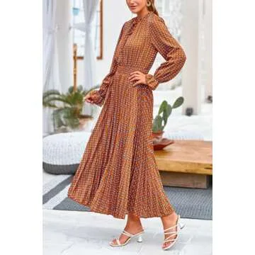 Elegant Long Sleeve V Neck Swing A Line Midi Dress