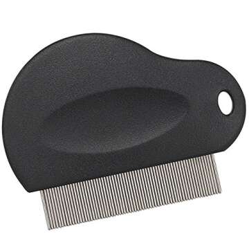 Master Grooming Tools Contoured Grip Flea Combs — Ergonomic Combs for Removing Fleas, Black, 3-inc...