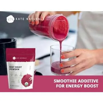 Kate Naturals Beet Root Powder Organic for Smoothie & Energy Boost. Nitric Oxide Supplement for Workout (8oz, Earth Flavor, Mix with Juice Easily)