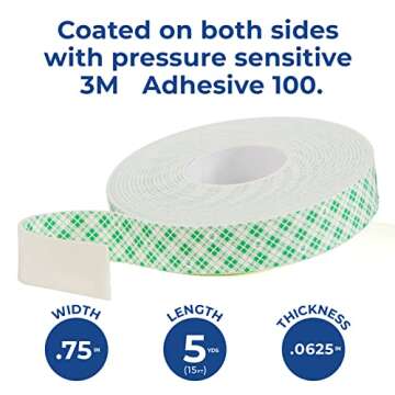 3M 4026 Double Coated Urethane Foam Tape, Bonding, Attaching, Mounting, White, 0.75 in x 5 yd, 1 Rol...
