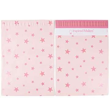 Inspired Mailers - Stylish Poly Mailers 10x13 - 100 Pack with Rose Gold Stars