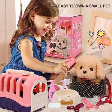 G.C 13Pcs Dog Toys for Kids Girls, Walking Barking Electronic Interactive Stuffed Dog Plush with Carrier & Accessories Toys Pretend Play Puppy Pet Care Playset, Gifts for Little Girls 3 4 5 6 Year Old