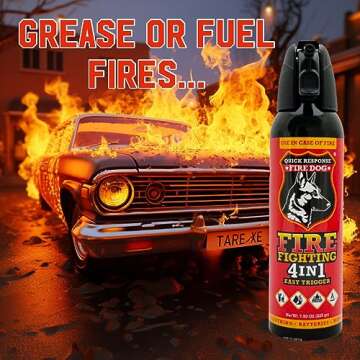 4-in-1 Mini Suppressant - Car Fire Suppressor for Auto-Mobile, Truck, Boat - Home Fire Suppressor for Kitchen - Small Fire Suppressor for Clothing, Batteries - Portable Fire Eliminator - 1 Pack