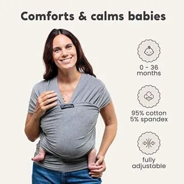 CuddleBug Baby Wrap - Hands-Free Baby Carrier Wrap - Soft & Stretchy Baby Wraps Carrier - Baby Carri...