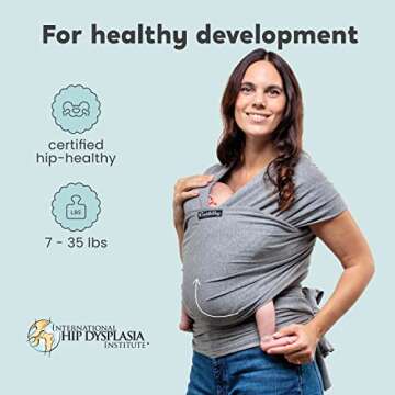 CuddleBug Baby Wrap - Hands-Free Baby Carrier Wrap - Soft & Stretchy Baby Wraps Carrier - Baby Carrier Newborn to Toddler 7-35 lbs - One-Size-Fits-All Baby Holder Wrap - Hip-Healthy Wrap (Gray)