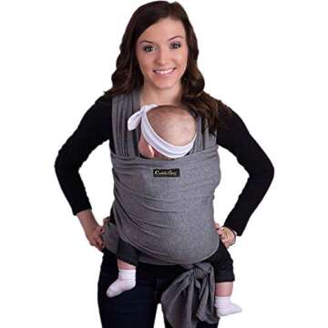 CuddleBug Baby Wrap - Hands-Free Baby Carrier Wrap - Soft & Stretchy Baby Wraps Carrier - Baby Carrier Newborn to Toddler 7-35 lbs - One-Size-Fits-All Baby Holder Wrap - Hip-Healthy Wrap (Gray)