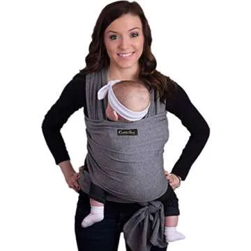 CuddleBug Baby Wrap - Hands-Free Baby Carrier Wrap - Soft & Stretchy Baby Wraps Carrier - Baby Carrier Newborn to Toddler 7-35 lbs - One-Size-Fits-All Baby Holder Wrap - Hip-Healthy Wrap (Gray)