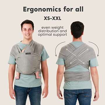 CuddleBug Baby Wrap - Hands-Free Baby Carrier Wrap - Soft & Stretchy Baby Wraps Carrier - Baby Carrier Newborn to Toddler 7-35 lbs - One-Size-Fits-All Baby Holder Wrap - Hip-Healthy Wrap (Gray)