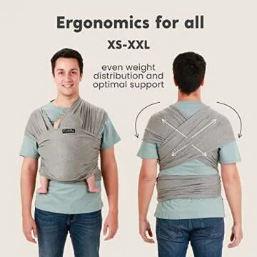 CuddleBug Baby Wrap - Hands-Free Baby Carrier Wrap - Soft & Stretchy Baby Wraps Carrier - Baby Carrier Newborn to Toddler 7-35 lbs - One-Size-Fits-All Baby Holder Wrap - Hip-Healthy Wrap (Gray)