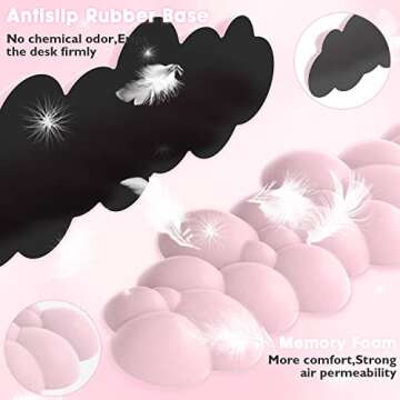 MANBASNAKE Keyboard Cloud Wrist Rest,PU High Density Memory Foam with Non-Slip Base for Typing Pain Relief,Ergonomic Keyboard Pad with Wrist Support for Home Office/Computer/Laptop/Gaming/Mac-Pink