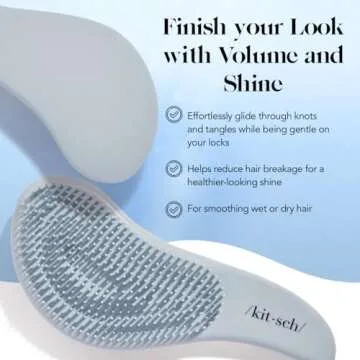 Kitsch Detangler Brush for Curly or Straight, Wet and Dry Hair, No-Pain Detangling Brush with Flexible Bristles for Adults and Kids - Easy-to-Hold, Ideal for Shower and Travel - Haze Blue
