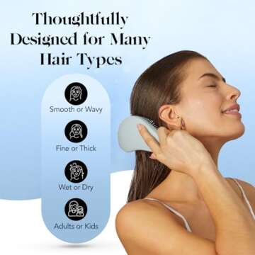 Kitsch Detangler Brush for Curly or Straight, Wet and Dry Hair, No-Pain Detangling Brush with Flexible Bristles for Adults and Kids - Easy-to-Hold, Ideal for Shower and Travel - Haze Blue