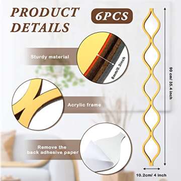 Yulejo 6 Pcs Acrylic Teardrop Mirror Wall Decor Decorative Mirror Narrow Wall Decor Boho Vintage Wal...