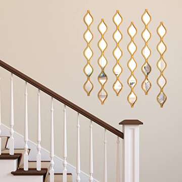 Yulejo 6 Pcs Acrylic Teardrop Mirror Wall Decor Decorative Mirror Narrow Wall Decor Boho Vintage Wall Decals Art for Apartment Home Living Room Bathroom Bedroom Hallway (Gold Edge)