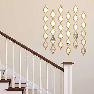 Yulejo 6 Pcs Acrylic Teardrop Mirror Wall Decor Decorative Mirror Narrow Wall Decor Boho Vintage Wall Decals Art for Apartment Home Living Room Bathroom Bedroom Hallway (Gold Edge)