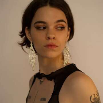 Initial Rhinestone Earrings Sparkle Alphabet Dangle Drop Earrings Clear Crystal Tassel Chandelier Statement Earrings for Women Party Jewelry (A, Silver)