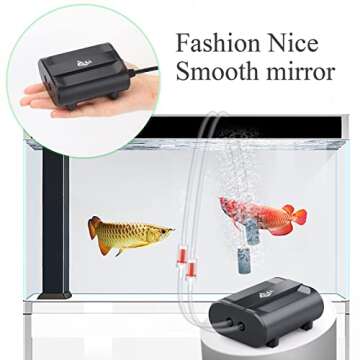 AQQA Aquarium Air Pump,3.5W 5W Dual Outlet Oxygen Pump with 2 Air Stone,Adjustable Air Valve Quiet Bubbler Pump,Up to 160 Gallon Fish Tank (3.5w)