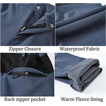 Rdruko Women's Ski Pants Waterproof Insulated Outdoor Hiking Winter Softshell Cold Weather Snow Pants(Cold Gray, US S)