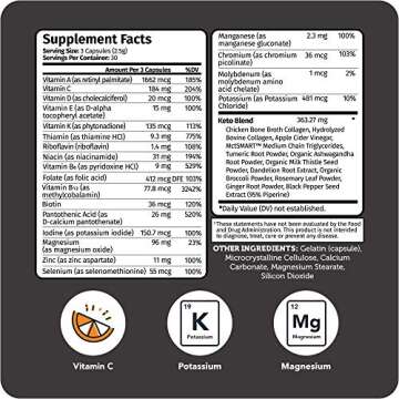 Vitamin Bounty Tune Your Keto Multivitamin – Keto-Specific Nutritional Support with Magnesium, Potassium, and MCT for Energy, Cramp Relief, and Nutrient Optimization - 90 Capsules